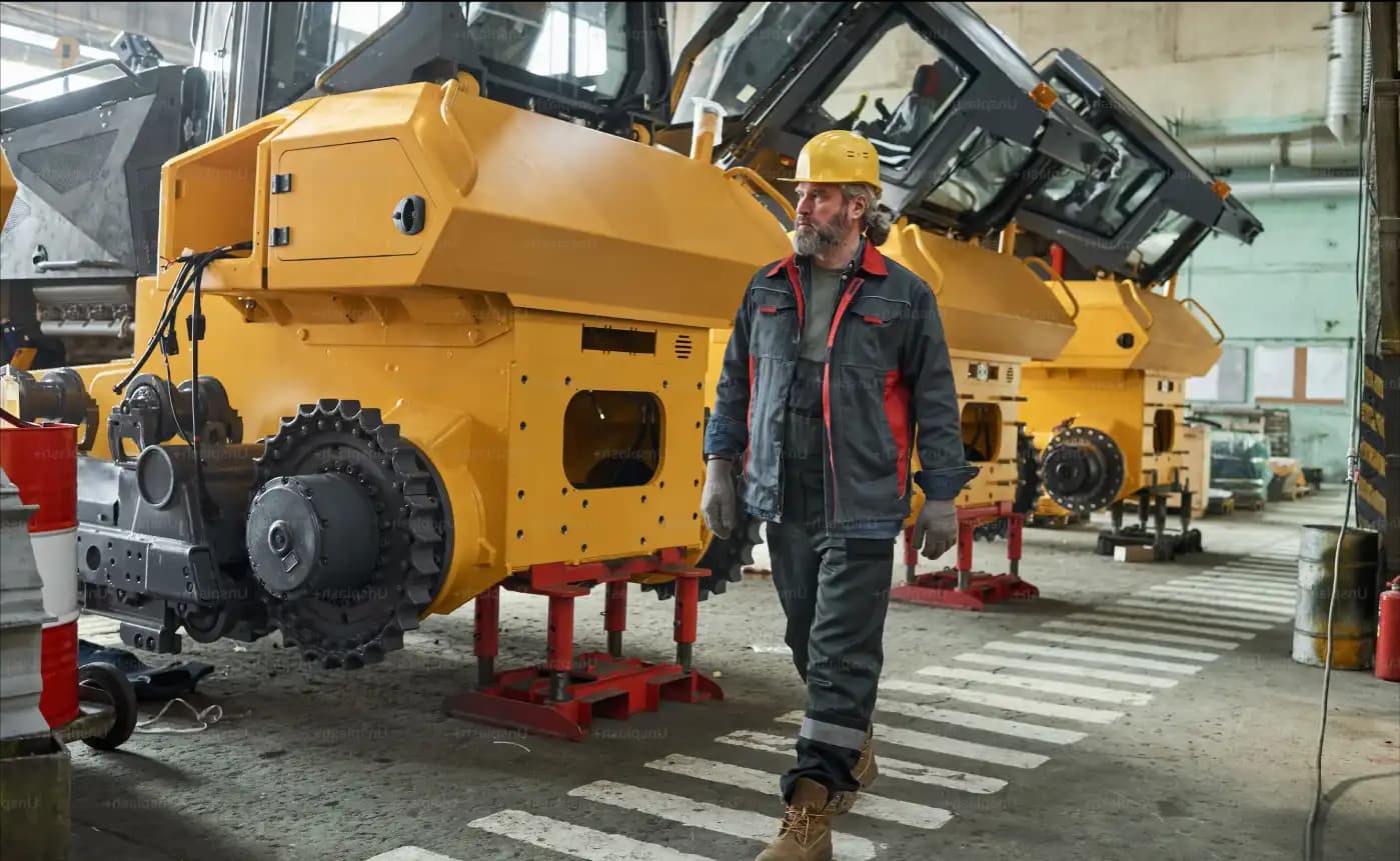 Man working in front of heavy machinery